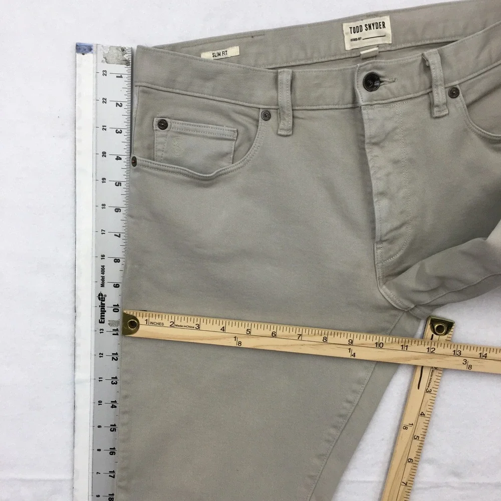 Todd Snyder Slim Fit Stretch 5-Pocket Chino Pants Khaki Grey 31x32 Mens